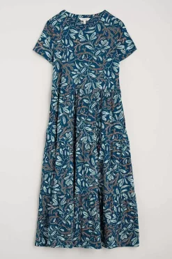 Dresses<Seasalt Cornwall Line Strokes Short Sleeve Dress (Gots) Flowing Reeds Raincloud