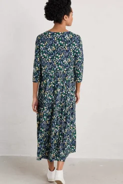 Dresses<Seasalt Cornwall Line Strokes Tiered Jersey Dress (Gots) Woodland Carpet Maritime