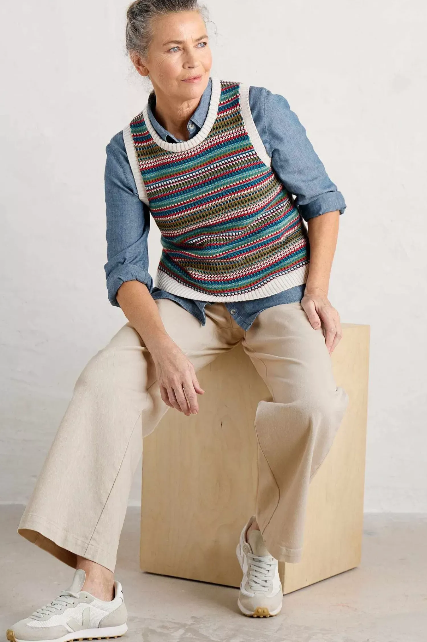 Knitwear<Seasalt Cornwall Little Grebe Fair Isle Vest Paving Path Seaway Multi