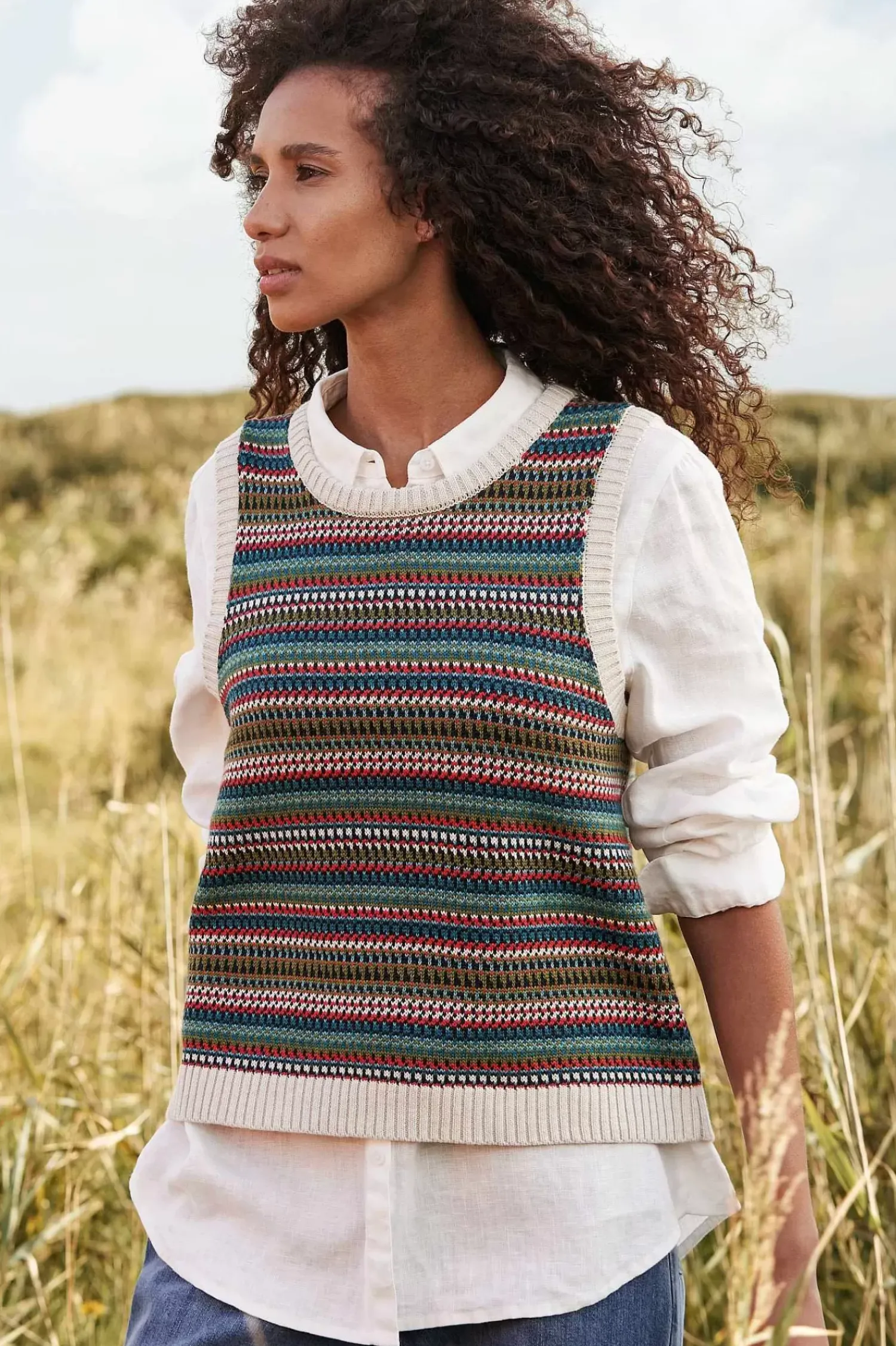 Knitwear<Seasalt Cornwall Little Grebe Fair Isle Vest Paving Path Seaway Multi