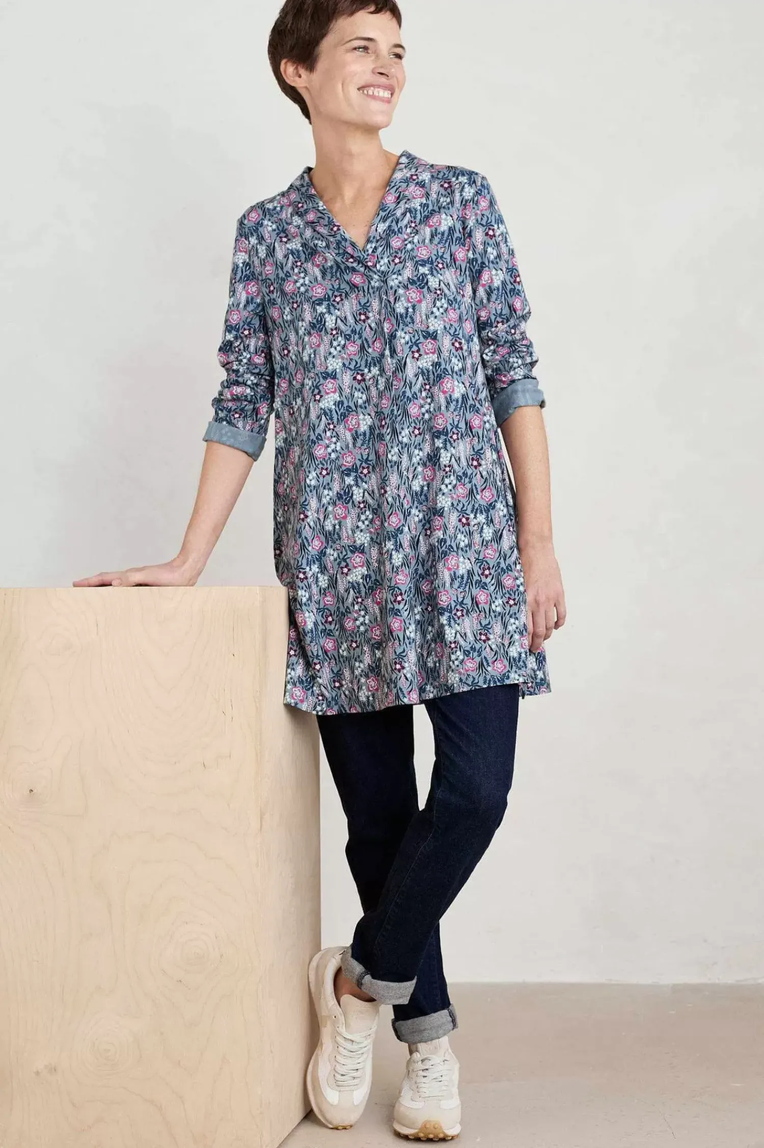 Tunics<Seasalt Cornwall Long Sight Jersey Tunic Floral Moor Enamel