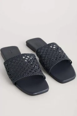 Sandals<Seasalt Cornwall Lost Cove Flat Leather Mule Sandals Inkwell