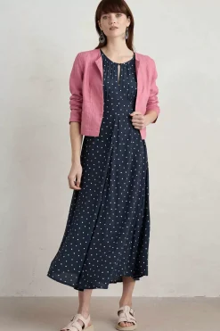 Dresses<Seasalt Cornwall Marsh Violet Short Sleeve Empire Line Dress Little Sponge Spot Maritime