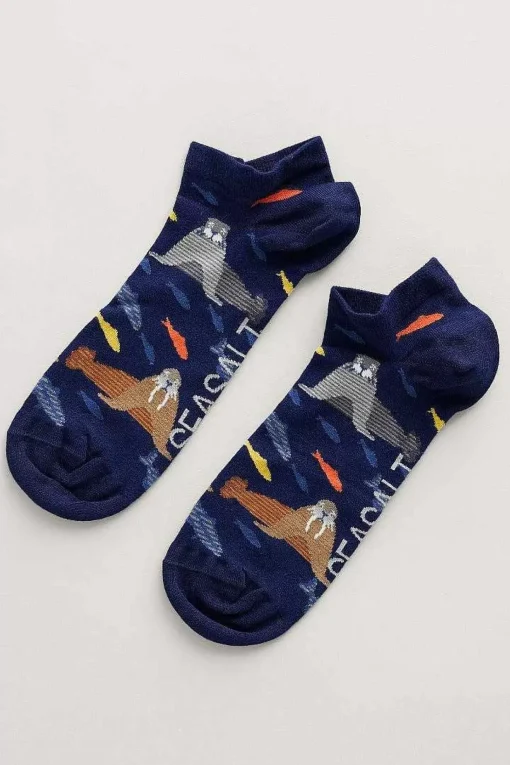 Socks<Seasalt Cornwall Men's Arty Trainer Socks Sea Mist Schooner