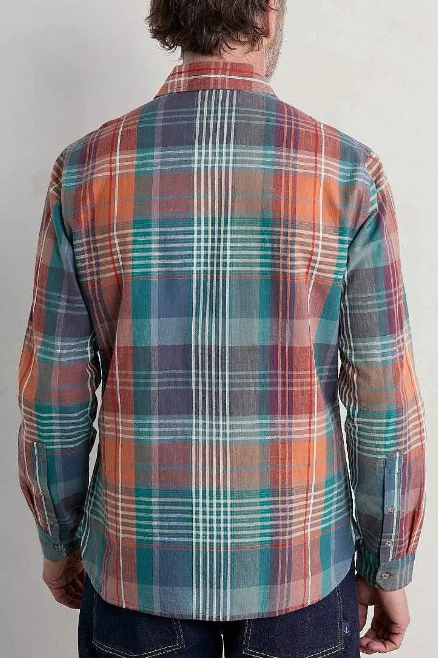 Tops & T-Shirts<Seasalt Cornwall Men's Banyan Checked Cotton Shirt Gladsome Mallow