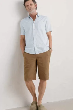 Tops & T-Shirts<Seasalt Cornwall Men's Blue Heron Seersucker Short Sleeve Shirt Barometer Chalk Sail Blue