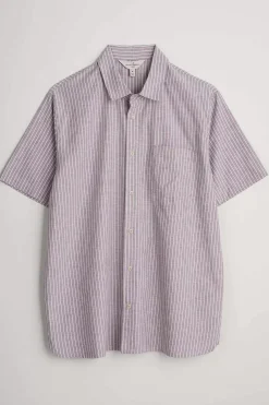Tops & T-Shirts<Seasalt Cornwall Men's Blue Heron Striped Short Sleeve Shirt Barley Tack Mallow