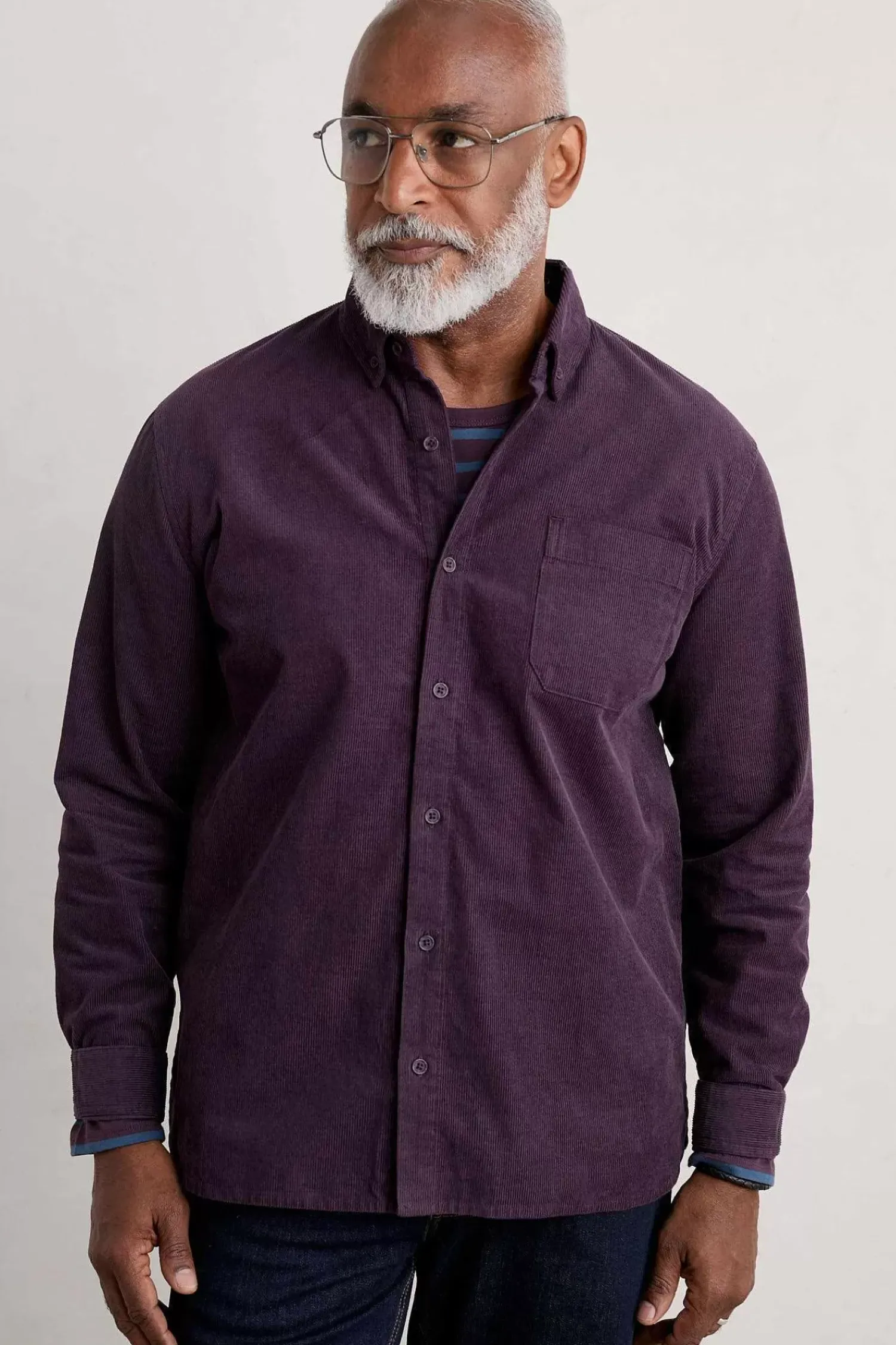 Tops & T-Shirts<Seasalt Cornwall Men's Cannis Cord Shirt Aubergine