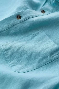 Tops & T-Shirts<Seasalt Cornwall Men's Carne Short Sleeve Linen Shirt Sky