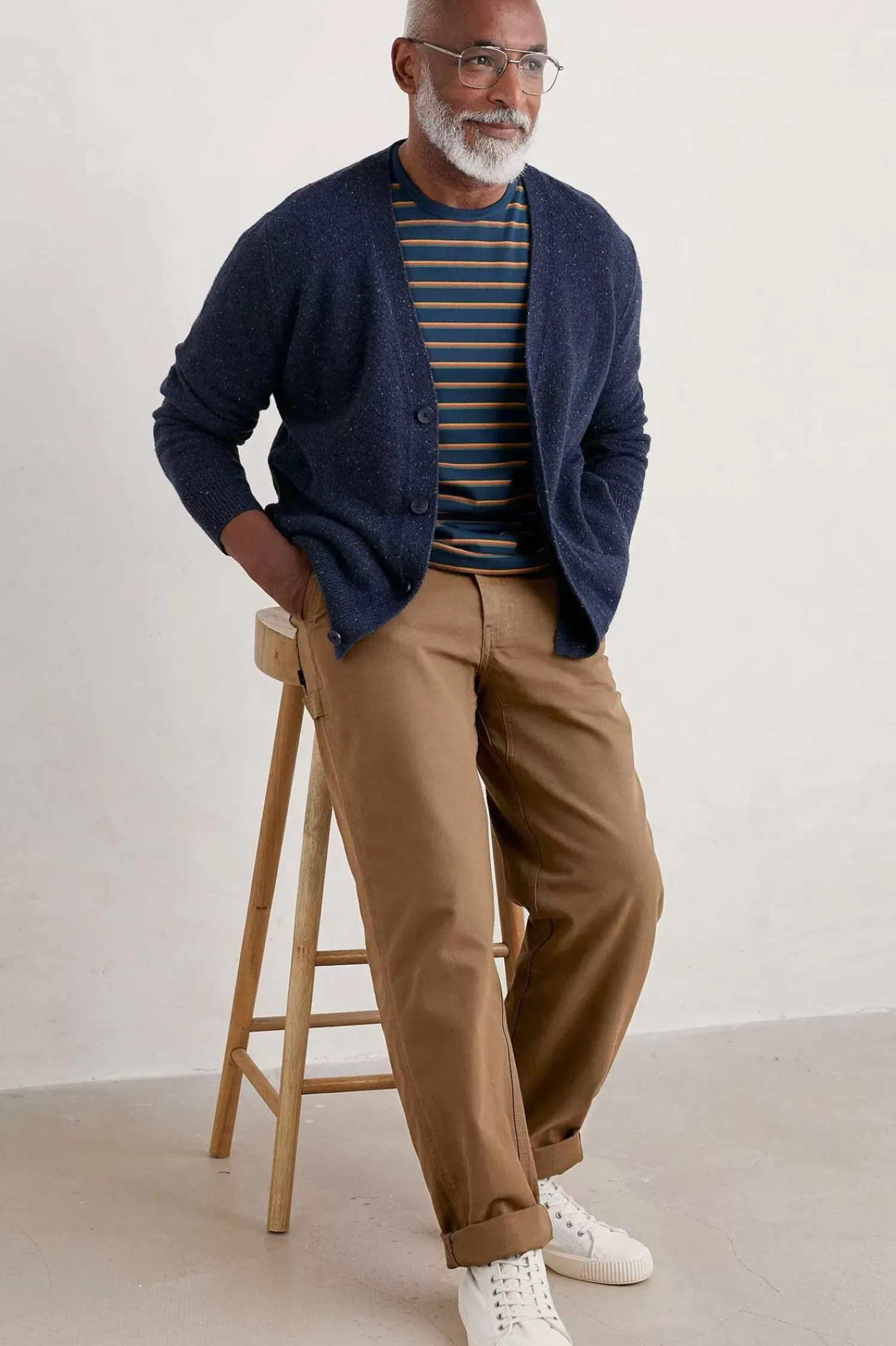 Knitwear<Seasalt Cornwall Men's Cleer Lambswool Blend Cardigan French Blue