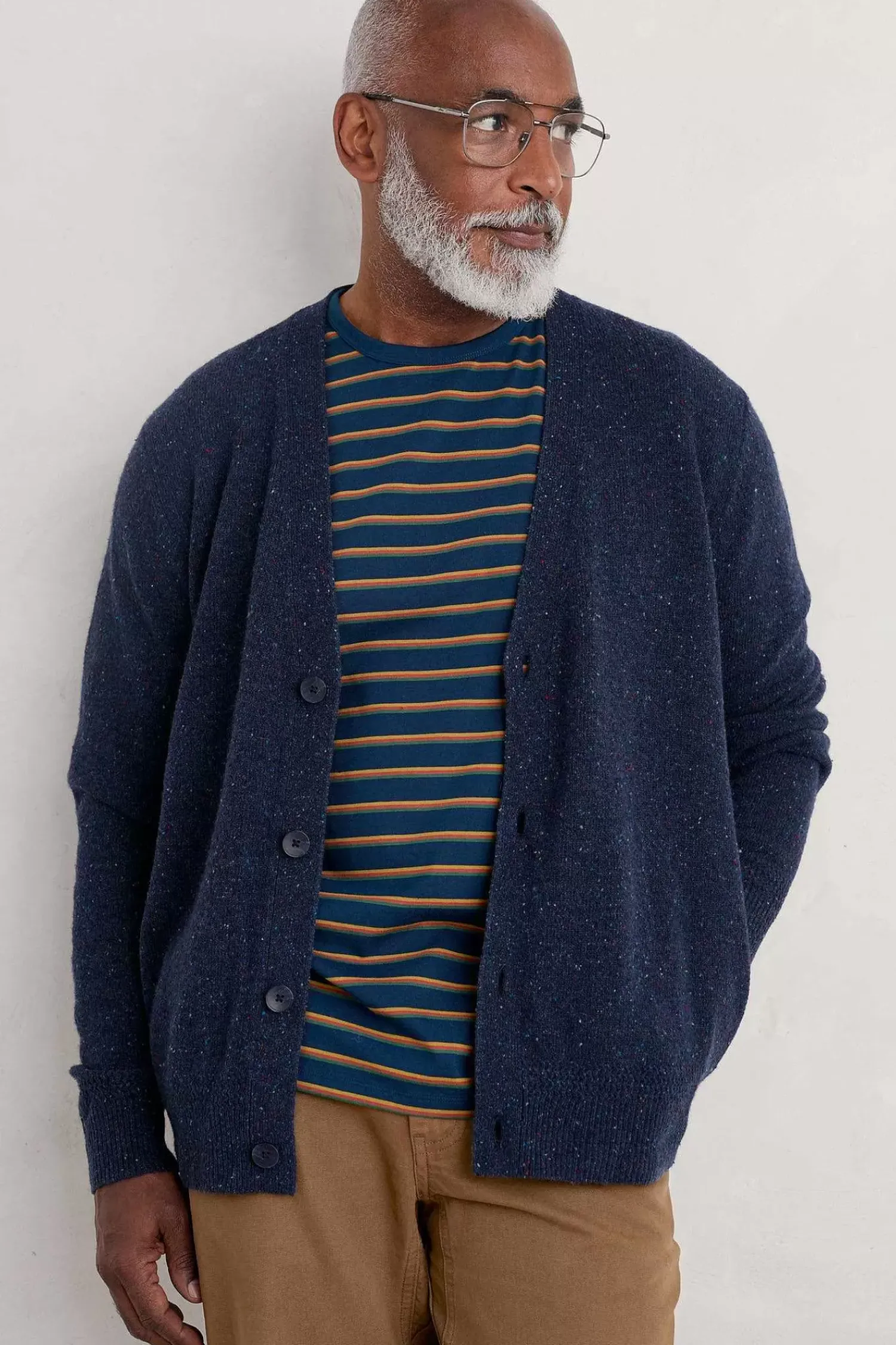 Knitwear<Seasalt Cornwall Men's Cleer Lambswool Blend Cardigan French Blue
