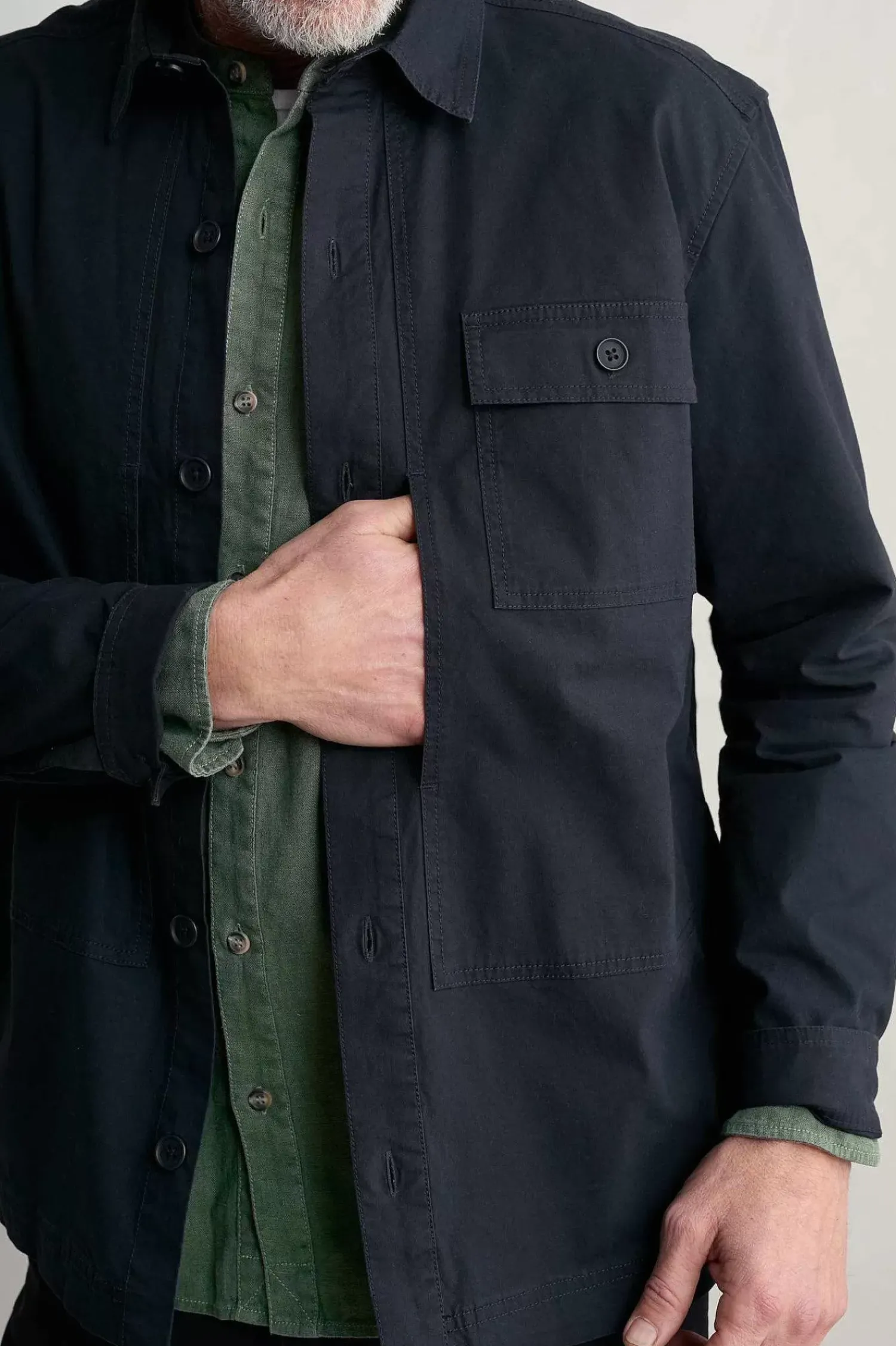 Coats & Jackets<Seasalt Cornwall Men's Foundry Overshirt Jacket Inkwell