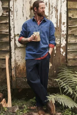 Tops & T-Shirts<Seasalt Cornwall Men's Hawser Denim Overshirt Dark Mid Indigo Wash