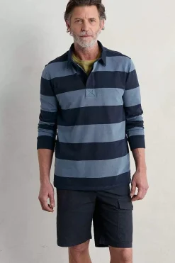 Tops & T-Shirts<Seasalt Cornwall Men's Herdsman Organic Cotton Rugby Top Page Blue Sail