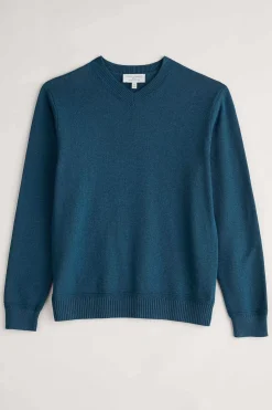 Knitwear<Seasalt Cornwall Men's Mainbrace Organic Cotton V-Neck Jumper Ocean Drift