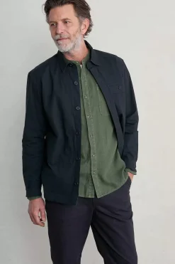 Shirts<Seasalt Cornwall Men's Porlock Linen Shirt Dark Balsam