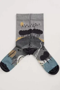 Socks<Seasalt Cornwall Men's Postcard Socks Hilltop Coal Hawk