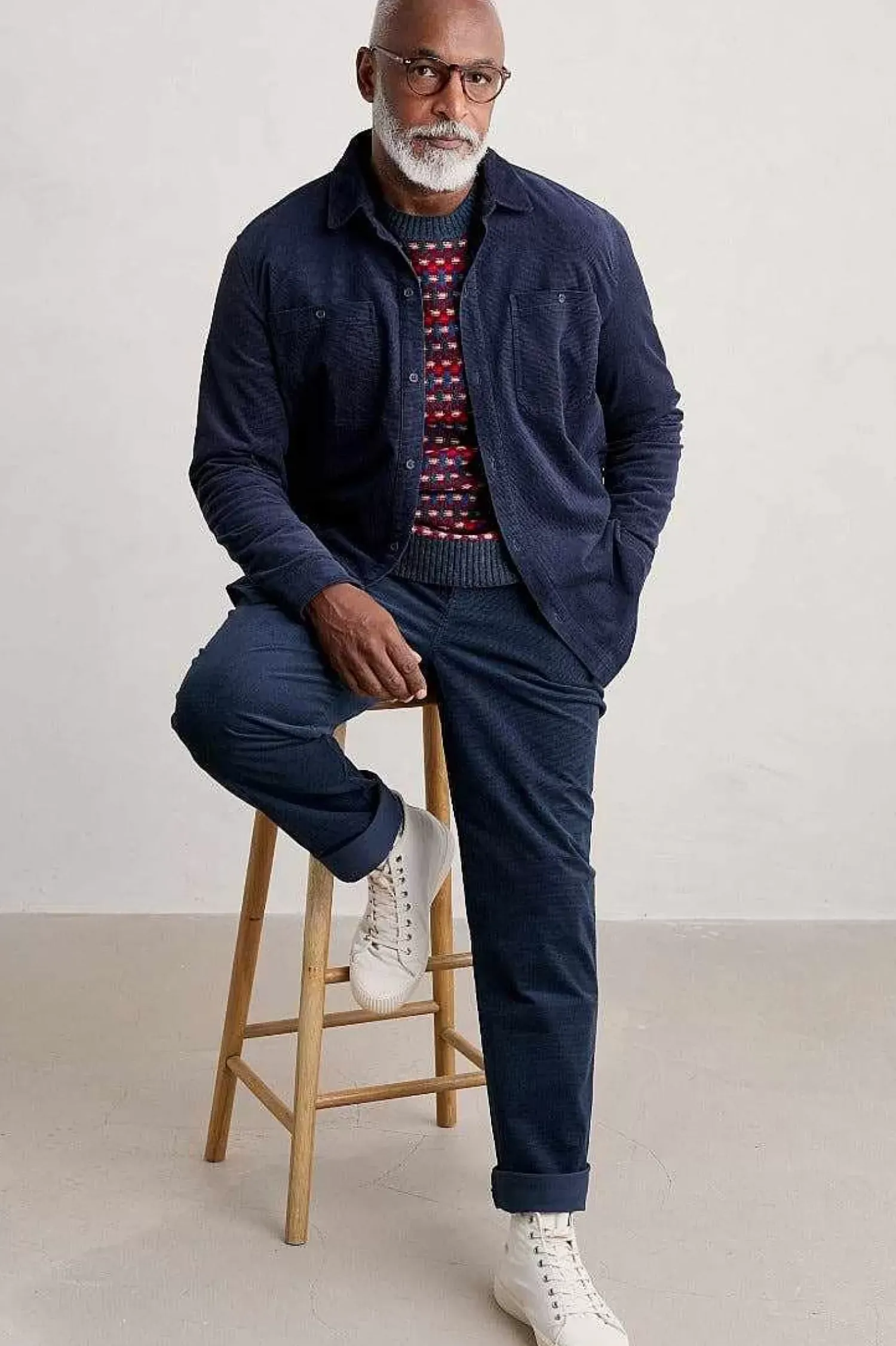 Shirts<Seasalt Cornwall Men's Ropemaker Waffle Cord Overshirt Maritime