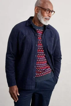 Shirts<Seasalt Cornwall Men's Ropemaker Waffle Cord Overshirt Maritime