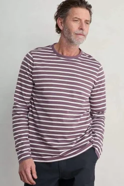 2 Mix & Match<Seasalt Cornwall Men's Sailor Shirt With Crew Neck (Gots) Breton Mallow Chalk