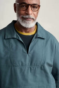 Tops & T-Shirts<Seasalt Cornwall Men's Sidestone Cotton Canvas Smock Dusky Jade