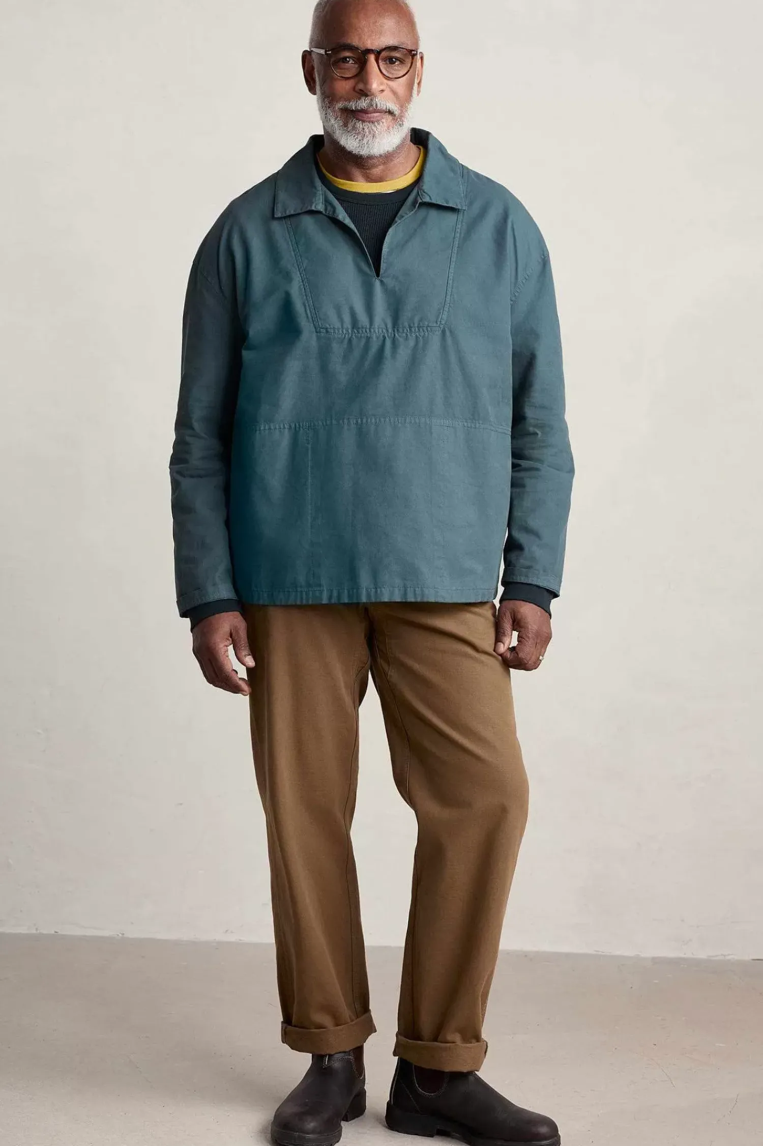 Tops & T-Shirts<Seasalt Cornwall Men's Sidestone Cotton Canvas Smock Dusky Jade