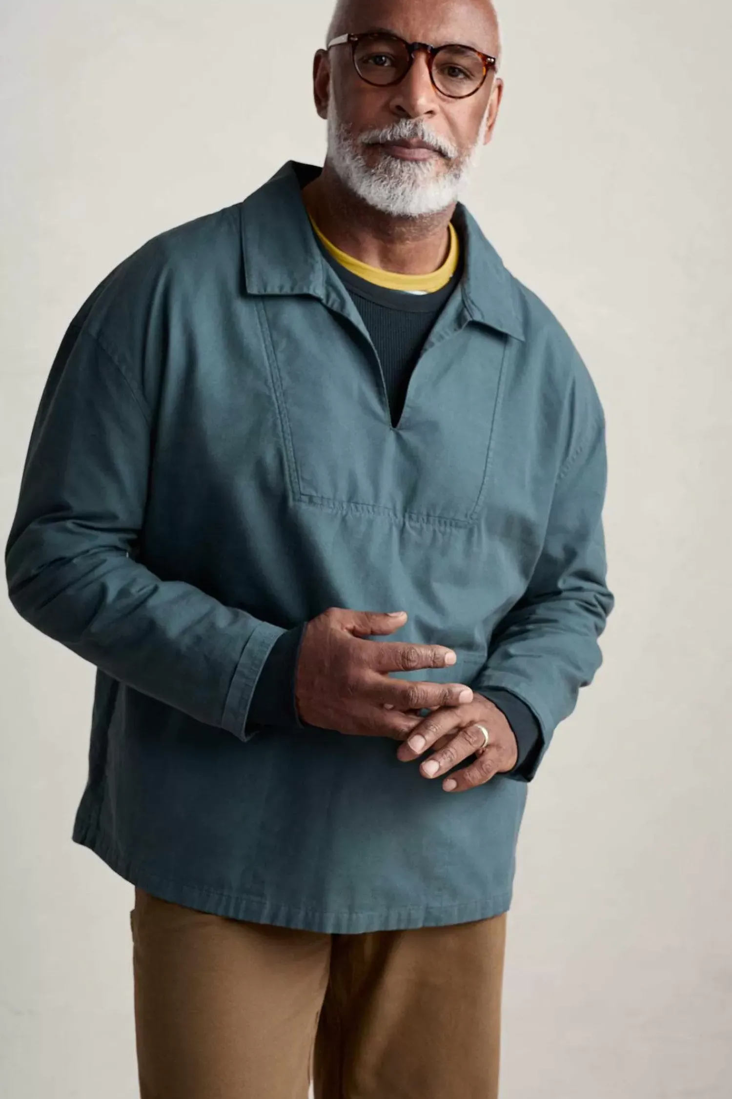 Tops & T-Shirts<Seasalt Cornwall Men's Sidestone Cotton Canvas Smock Dusky Jade