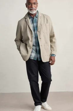 Shirts<Seasalt Cornwall Men's Stonework Organic Cotton Shirt Limestone Verte