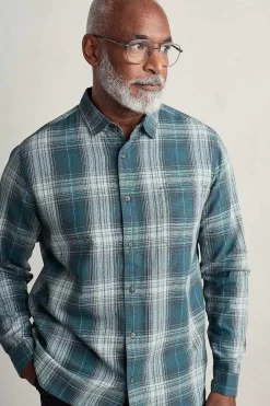 Shirts<Seasalt Cornwall Men's Stonework Organic Cotton Shirt Limestone Verte