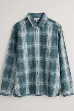Shirts<Seasalt Cornwall Men's Stonework Organic Cotton Shirt Limestone Verte