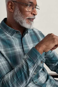 Shirts<Seasalt Cornwall Men's Stonework Organic Cotton Shirt Limestone Verte