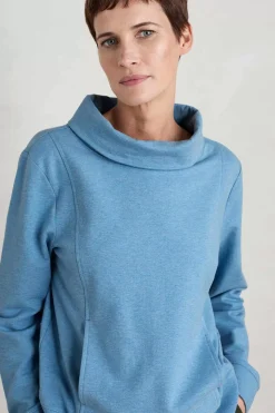 Tops<Seasalt Cornwall Moss Path Organic Cotton Sweatshirt Clear Sky