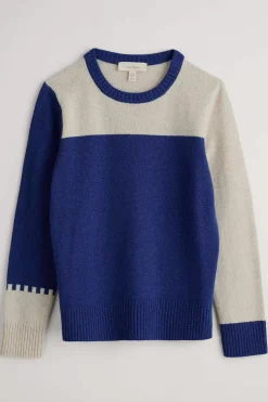 Knitwear<Seasalt Cornwall Nectan Lambswool Jumper Interwinding Marine Aran