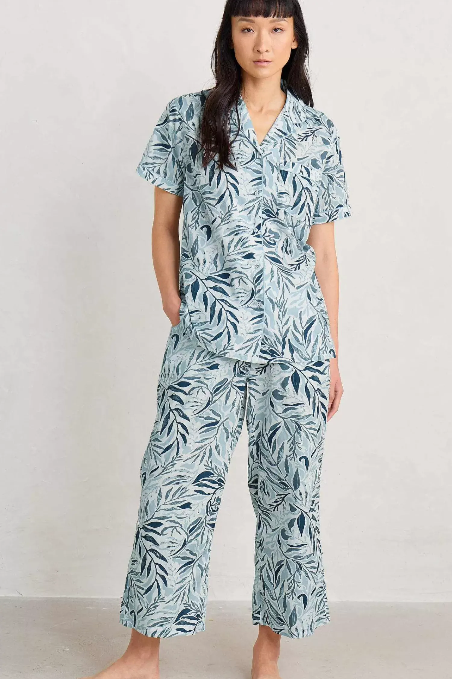 Nightwear<Seasalt Cornwall Nesting Bird Short Sleeve Pyjamas Kelp Forest Reflection