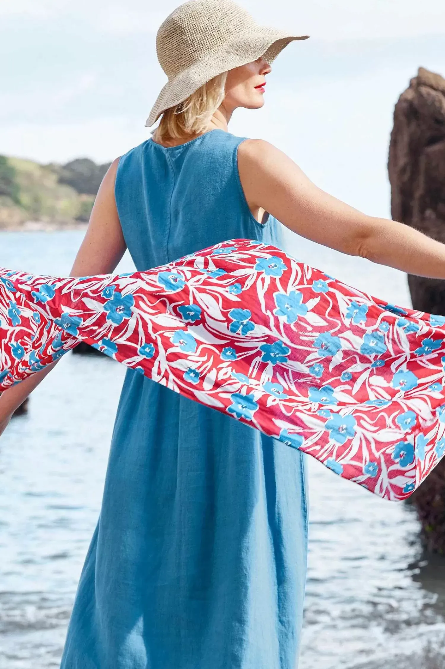 Scarves & Shawls<Seasalt Cornwall New Everyday Scarf Waterway Floral Rudder Chalk