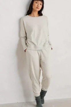 Trousers & Shorts<Seasalt Cornwall Night Air Organic Cotton Cuffed Joggers Melange Chalk