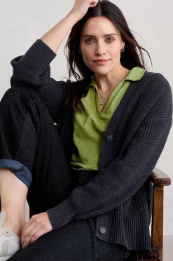 Tops<Seasalt Cornwall Owles Point Short Sleeve V-Neck Jersey Shirt Dill