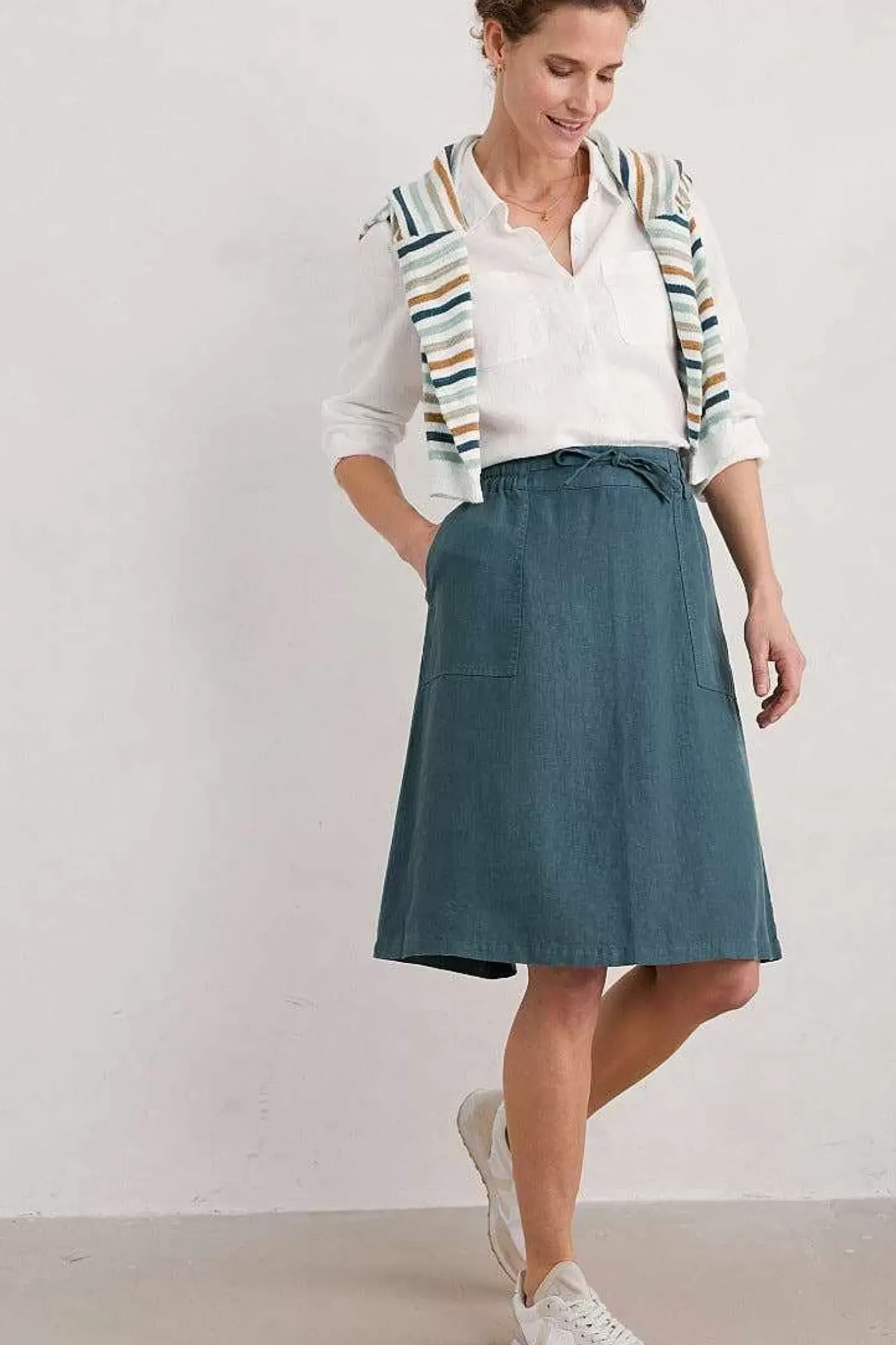 Skirts<Seasalt Cornwall Pepper Moth Linen Skirt Pool