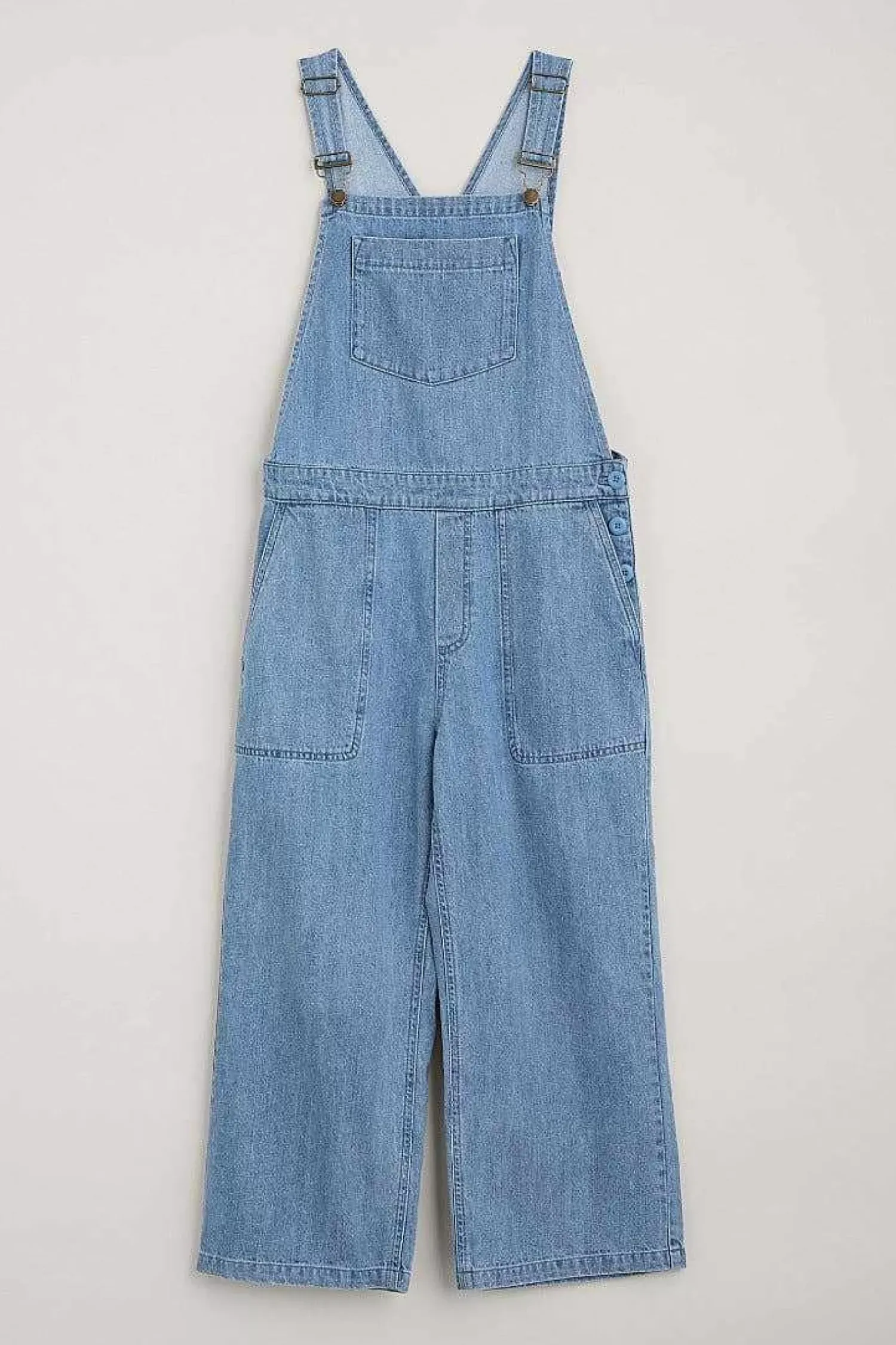Jumpsuits & Dungarees<Seasalt Cornwall Porthallow Cove Wide Leg Denim Dungaree Light Wash High Twist