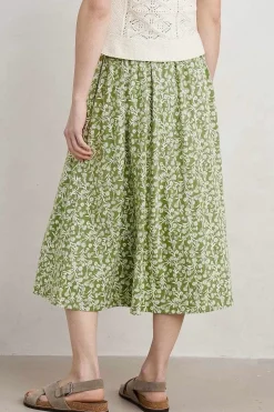 Skirts<Seasalt Cornwall Ready Sail Printed Jersey Midi Skirt Campion Vines Dill