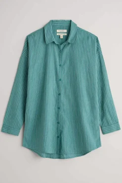 Tops<Seasalt Cornwall Rising Cotton Shirt Jibe Watercress Chalk