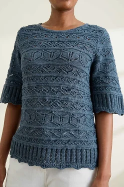 Knitwear<Seasalt Cornwall River Cross Pointelle Knit Top Light Squid