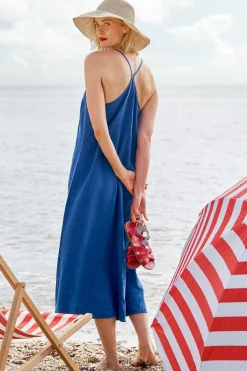 Dresses<Seasalt Cornwall River Fowey Sleeveless Linen Dress Bright Marine