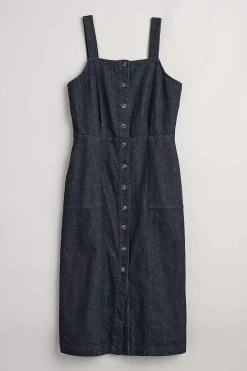 Dresses<Seasalt Cornwall River Rock Midi Pinafore Dress Dark Indigo Wash