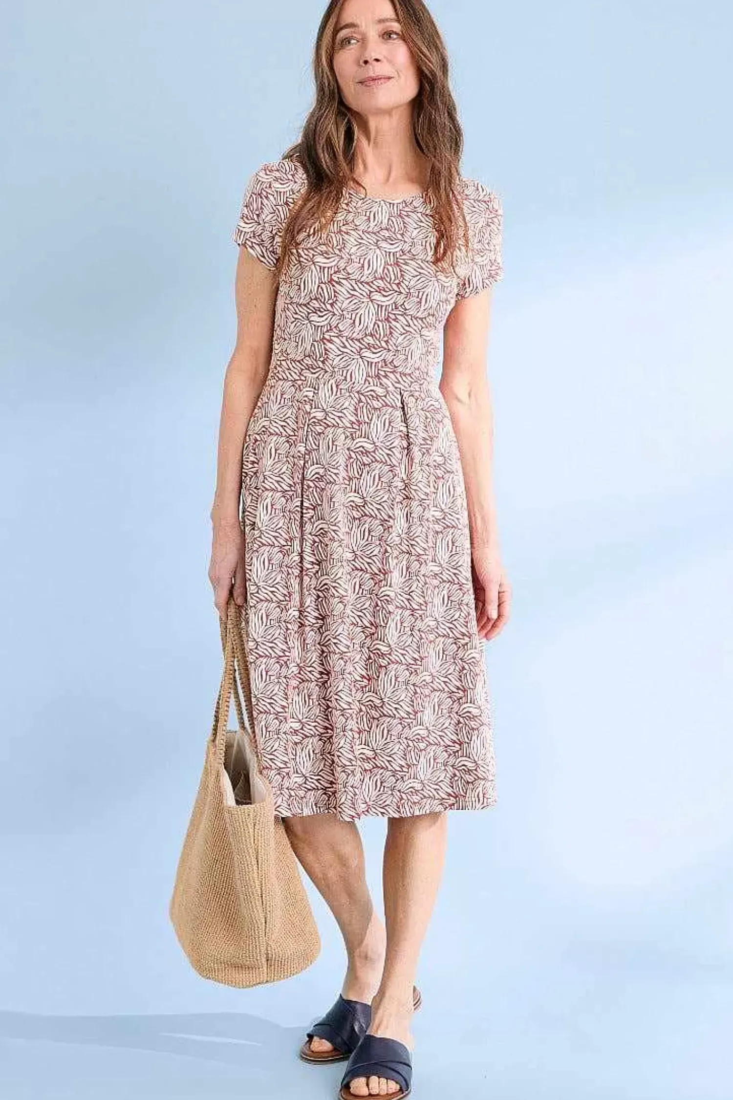 Dresses<Seasalt Cornwall Riviera Fit-And-Flare Jersey Dress Sand Ripples Barn Red