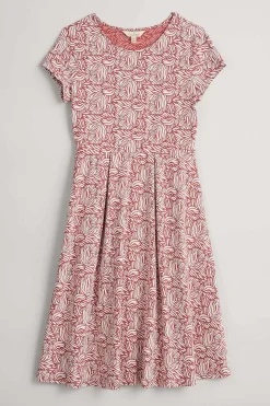 Dresses<Seasalt Cornwall Riviera Fit-And-Flare Jersey Dress Sand Ripples Barn Red