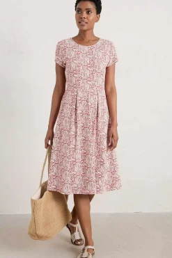 Dresses<Seasalt Cornwall Riviera Fit-And-Flare Jersey Dress Sand Ripples Barn Red