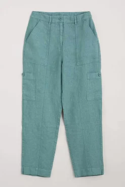 Trousers & Shorts<Seasalt Cornwall Rock Pipit Linen Trousers Watercress