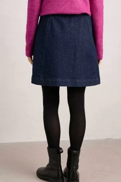 Skirts<Seasalt Cornwall Rolling Sands Denim Skirt Dark Rinse Wash