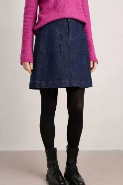 Skirts<Seasalt Cornwall Rolling Sands Denim Skirt Dark Rinse Wash